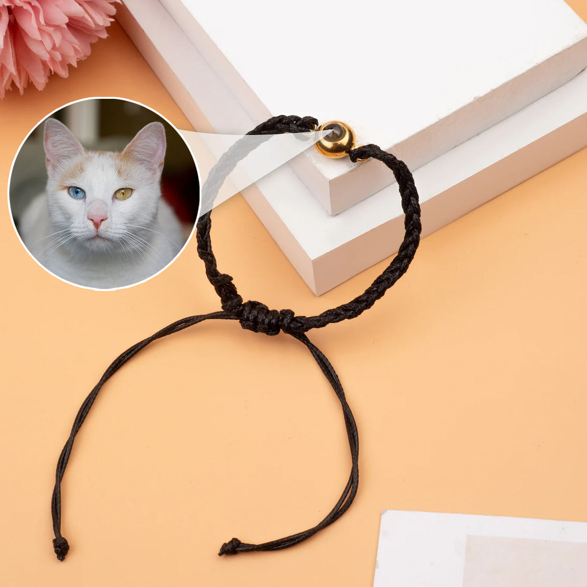 Katzenliebhaber - Personalisiertes Armband mit Katzenprojektion