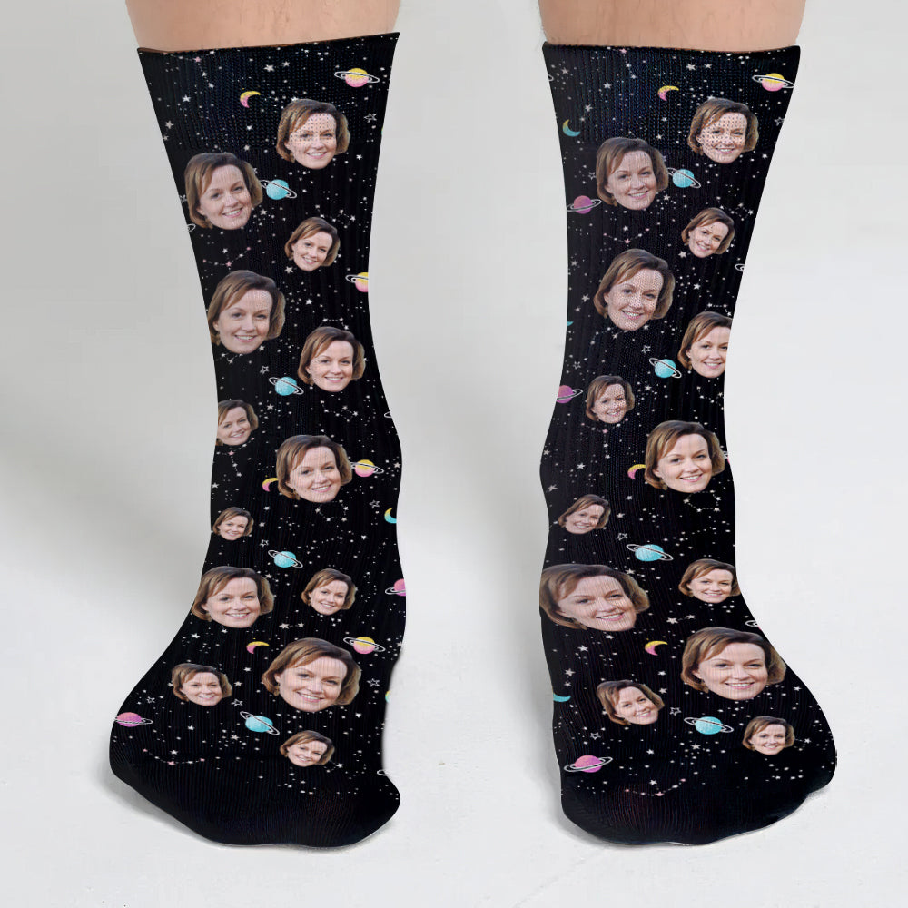 Custom Face Galaxy – Personalisierte Socken für Stiefmütter