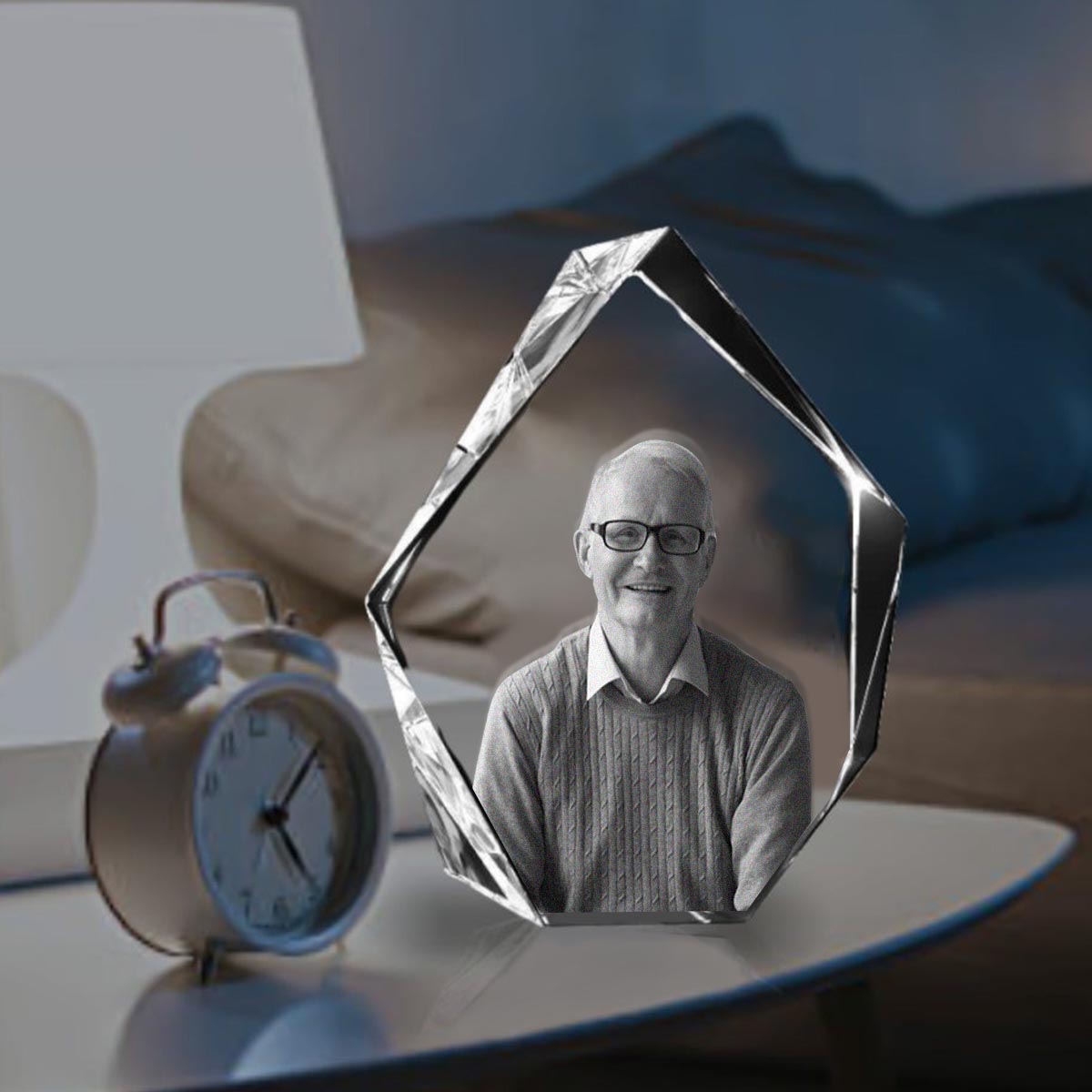 Custom Photo - Personalized Memorial Laser Engraving 3D Iceberg Shaped Crystal Lamp