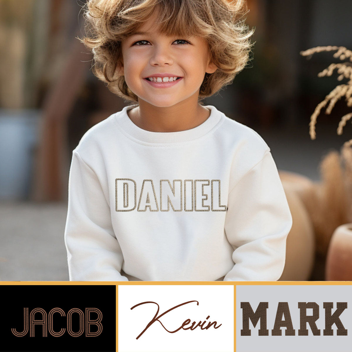 Pull brodé personnalisé pour enfant - Nom personnalisé