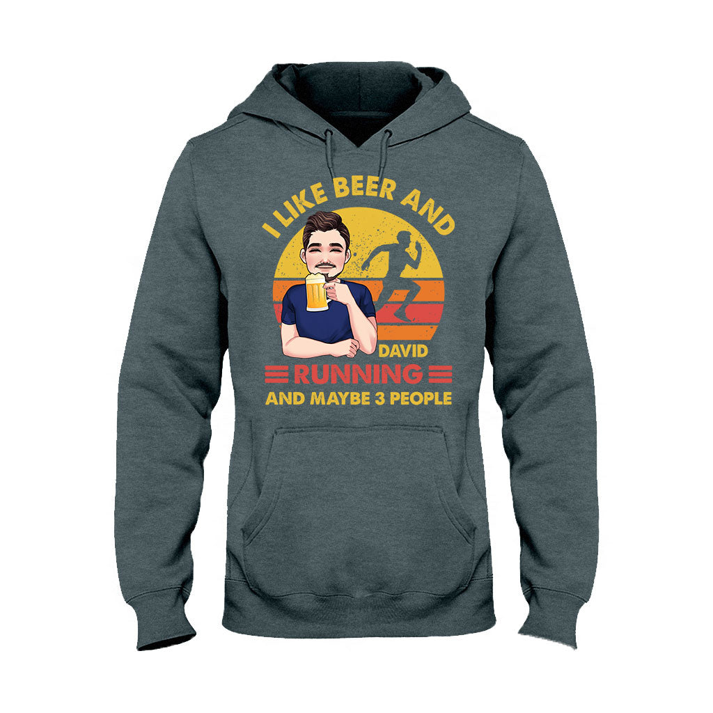 Ich mag Bier und Laufen – personalisiertes Lauf-T-Shirt und Hoodie