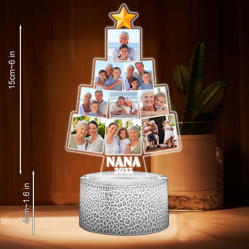 Sapin de Noël en photo - Cadeau pour grand-mère, épouse, maman, elle - Plaque lumineuse personnalisée
