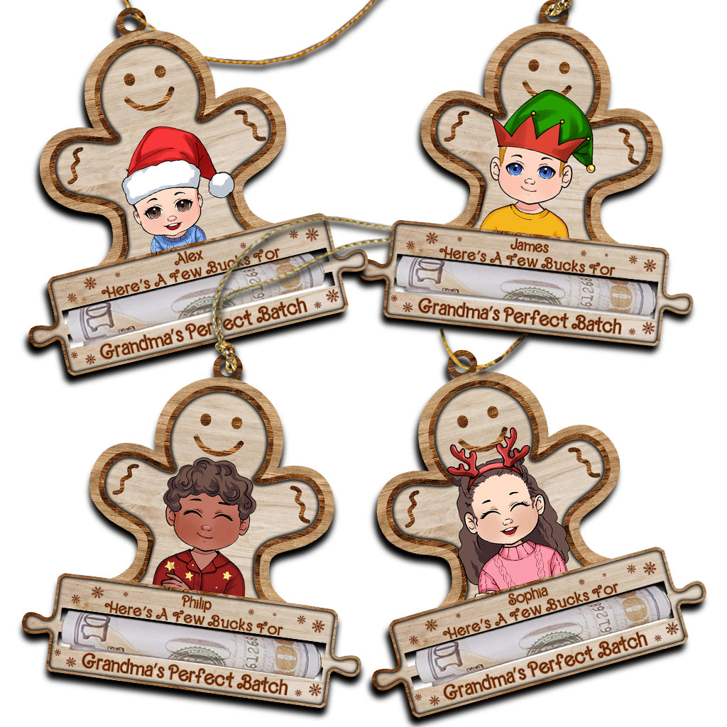 Here's A Few Bucks For Grandma's Perfect Batch - Gift for grandma, granddaughter, grandson, son, daughter - Personalized Ornament