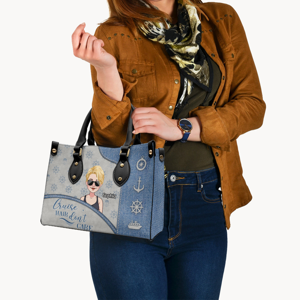 Kreuzfahrt-Frisur egal - Personalisierte Kreuzfahrt-Lederhandtasche