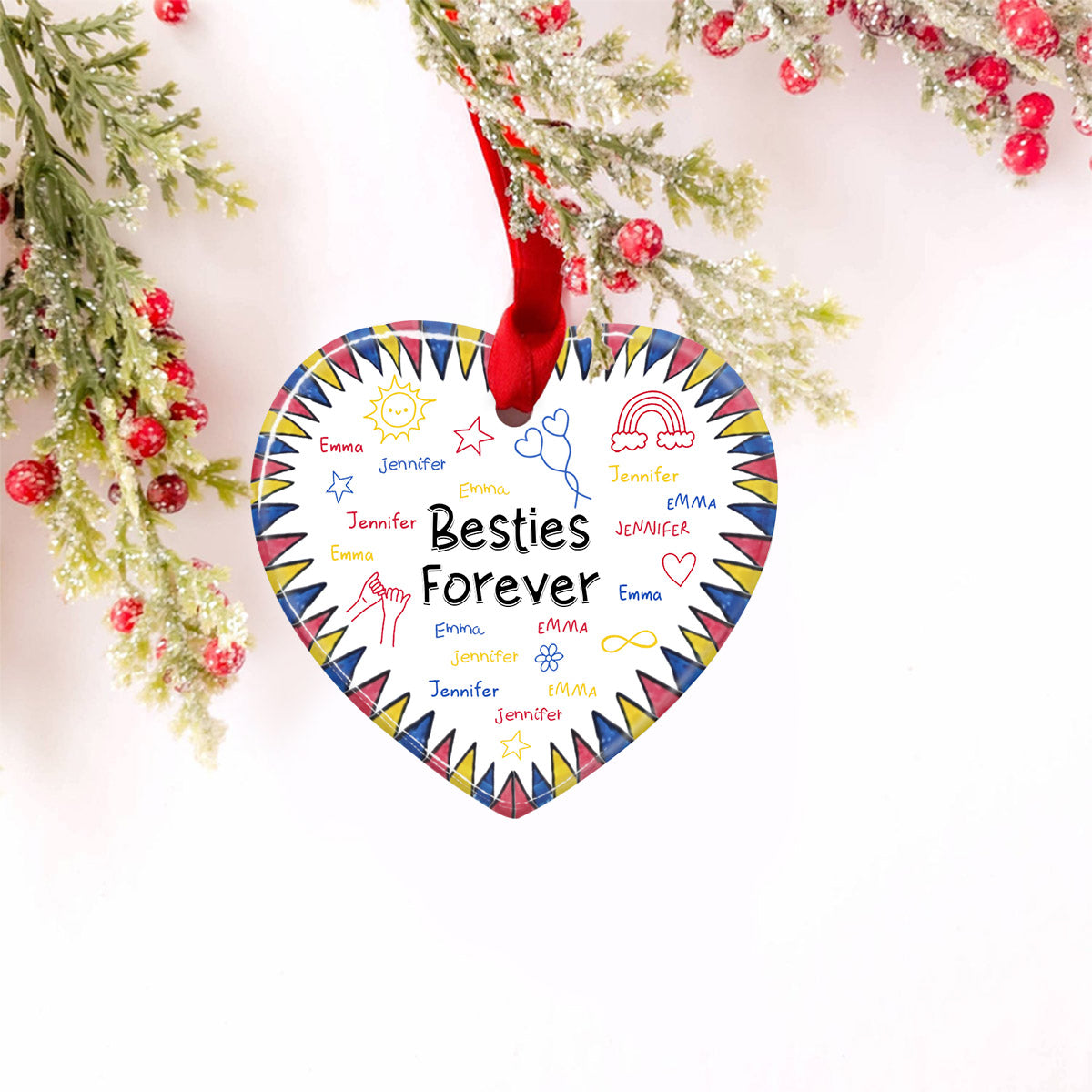 Für immer beste Freundinnen – Geschenk für die Freundin – Personalisierter Keramikherz-Anhänger