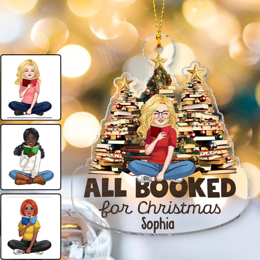 All Booked For Christmas - Personalized Book Transparent Ornament