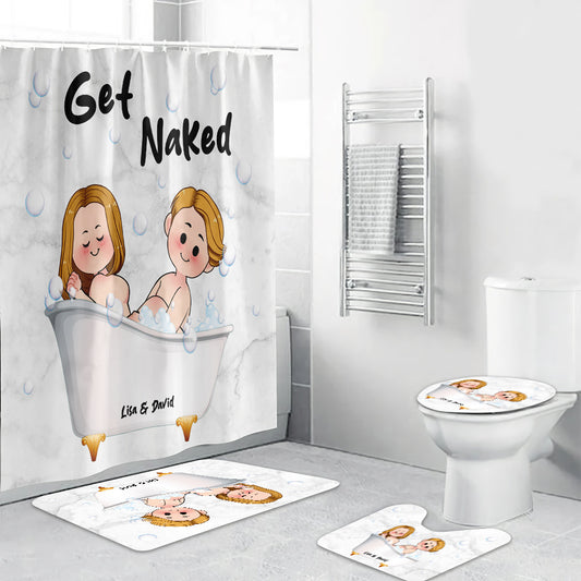 Get Naked - Personalized Couple Bathroom Curtain & Mats Set