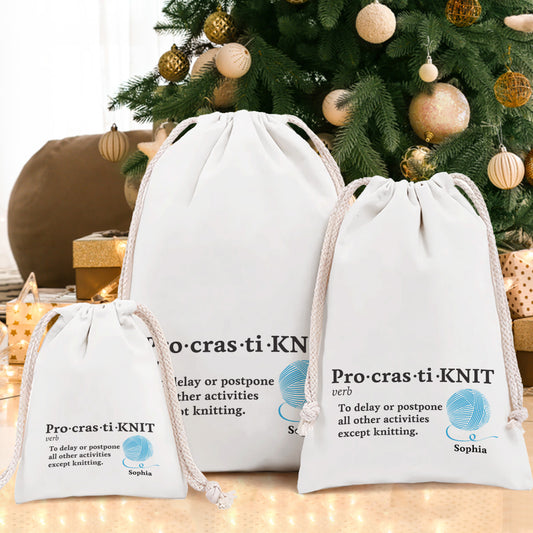 Pro-cras-ti-KNIT - Personalisierte Strick-Tragetasche mit Kordelzug
