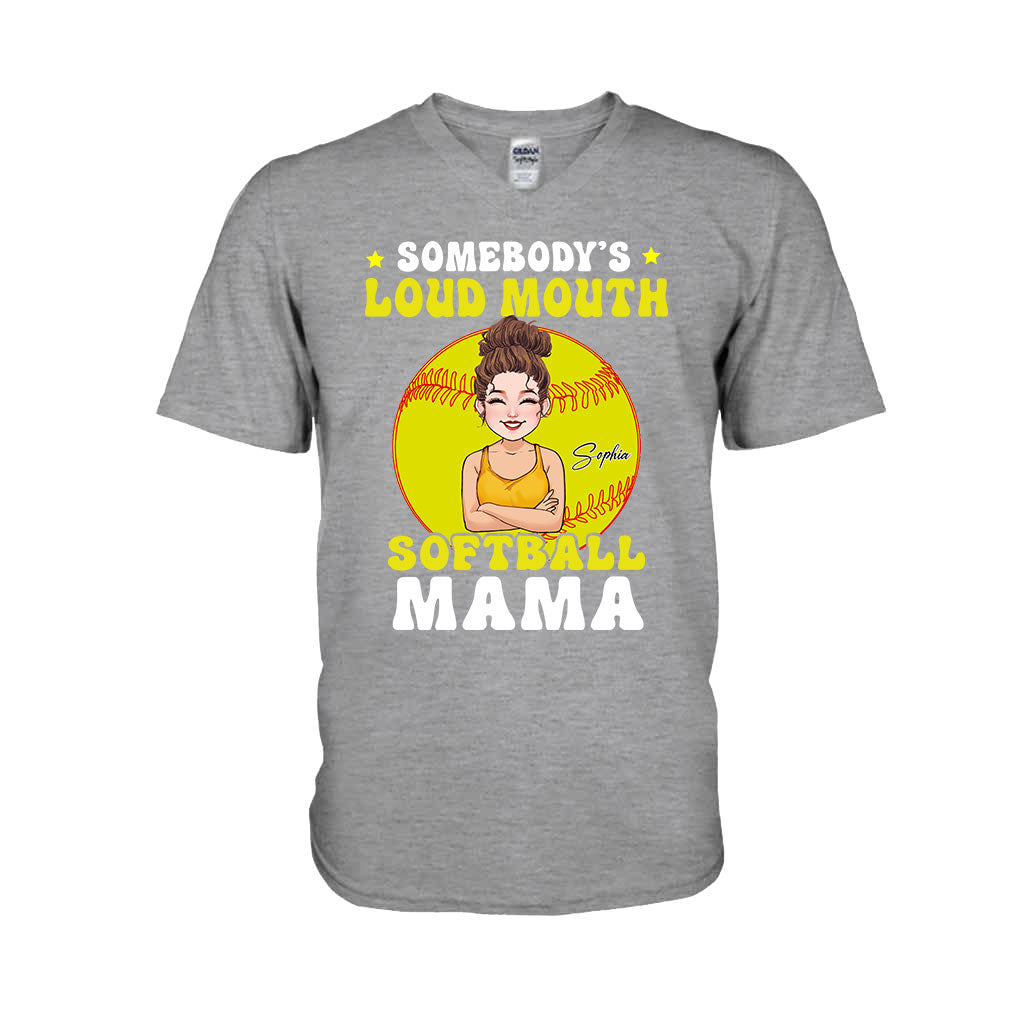 Loud Mouth Softball Mama - Personalized Softball T-shirt And Hoodie