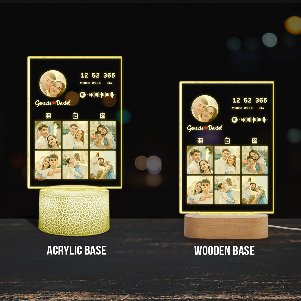 Couple Photo Collection - Personalized Couple Shaped Plaque Light Base