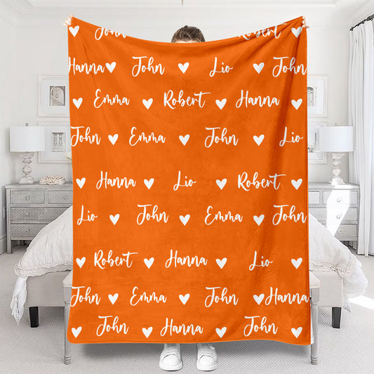 Couverture familiale personnalisée avec motif cœur et nom personnalisé