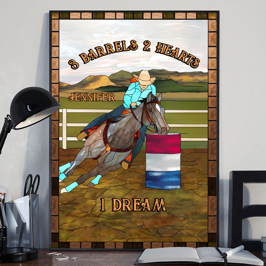3 Barrels 2 Hearts 1 Dream - Personalized Horse Canvas And Poster