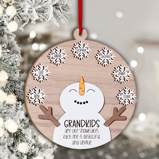 Enkelkinder sind wie Schneeflocken – Geschenk für Oma – Personalisierter zweilagiger Weihnachtsschmuck