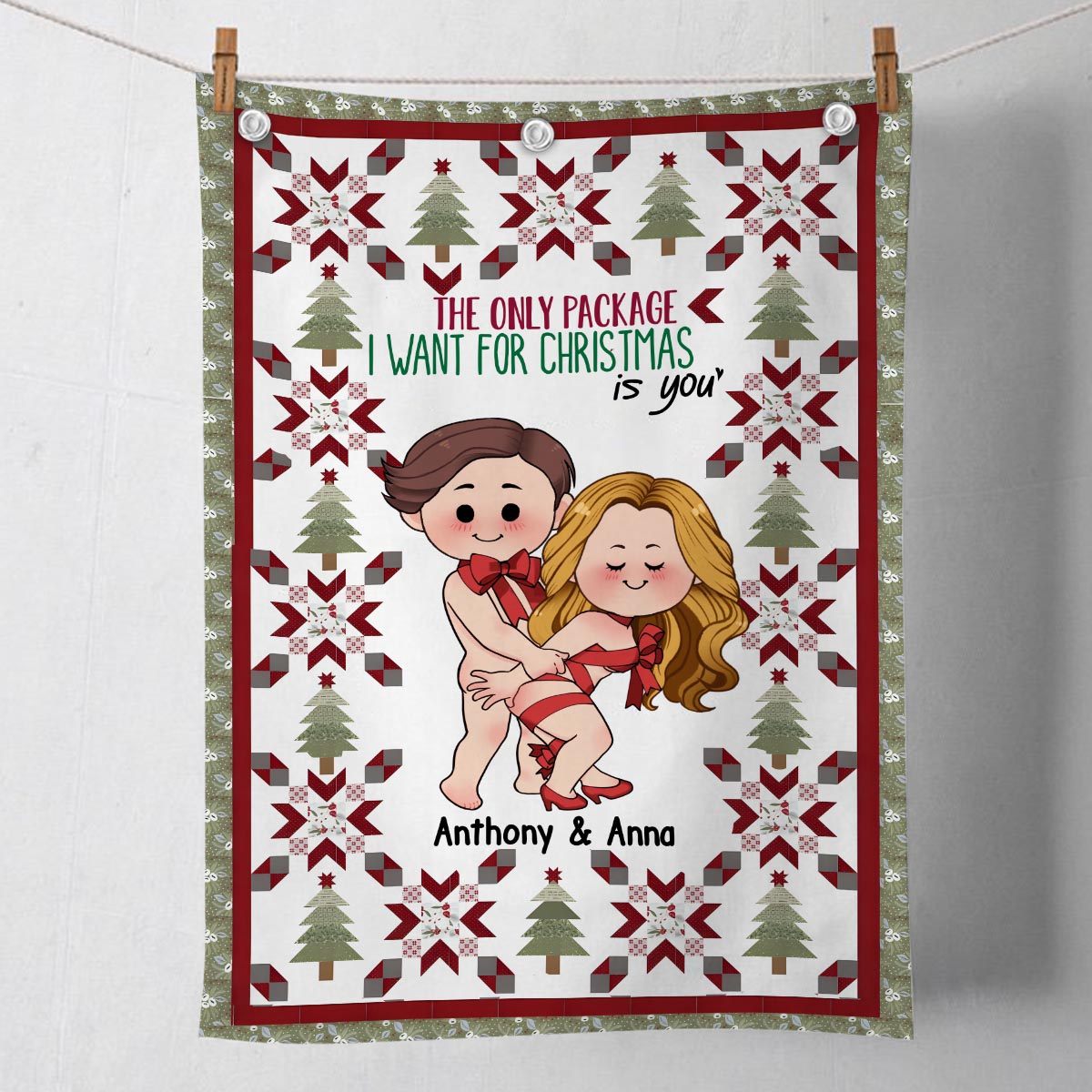 The Only Package I Want For Christmas Is You - Personalized Couple Golf Towel