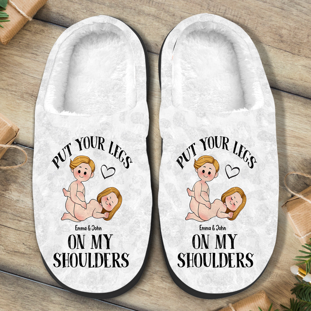 Put Your Legs On My Shoulders - Personalized Couple Slippers