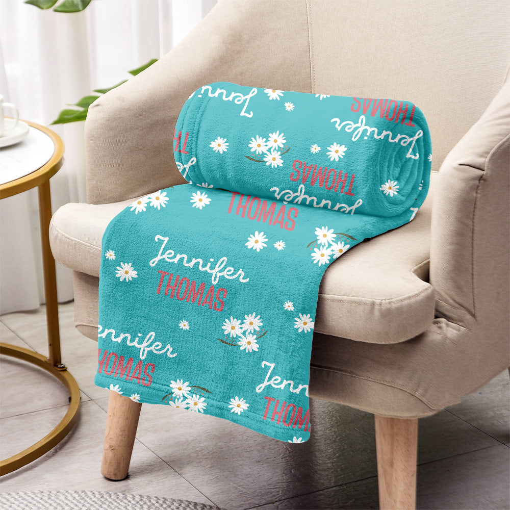 Daisy Custom Name - Personalized Couple Blanket