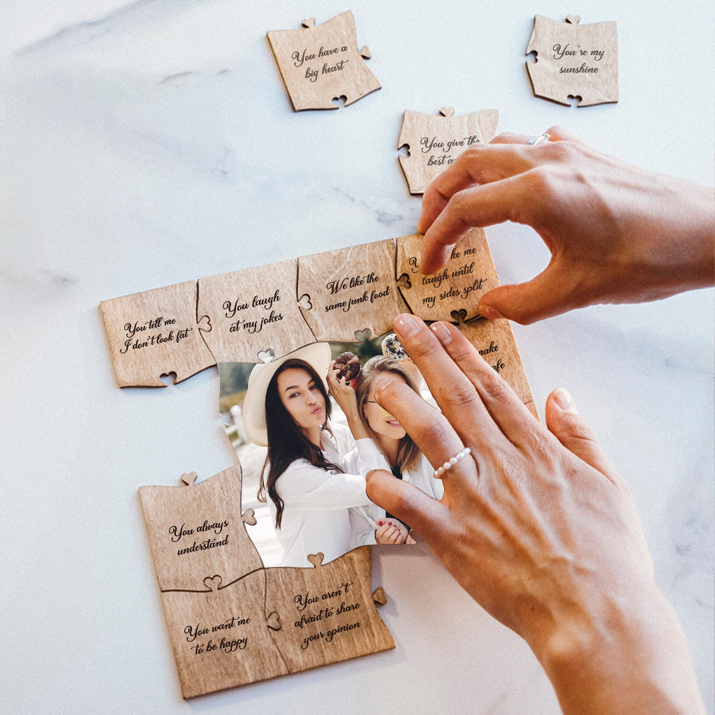Pourquoi je t'aime, ma meilleure amie ? - Puzzle en bois personnalisé avec photo de ma meilleure amie