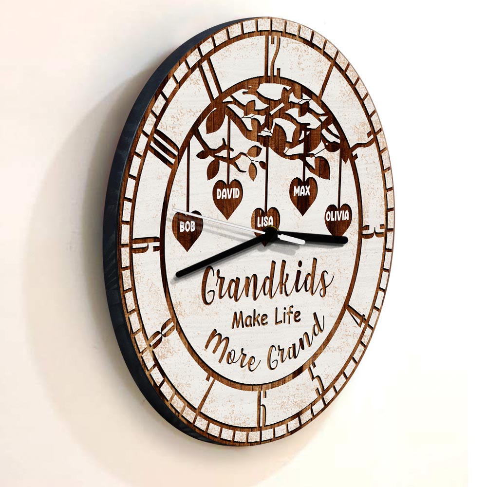 Les petits-enfants rendent la vie plus belle - Horloge murale personnalisée pour grand-mère