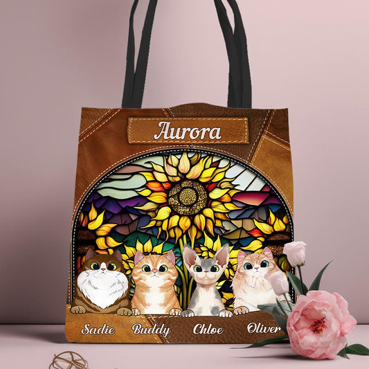 Sac fourre-tout personnalisé pour chien « You Are My Sunshine » en vitrail tournesol - Sac fourre-tout personnalisé