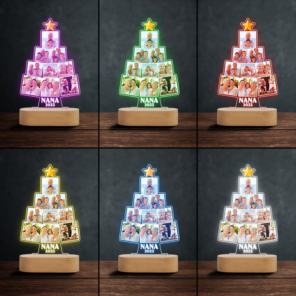 Sapin de Noël en photo - Cadeau pour grand-mère, épouse, maman, elle - Plaque lumineuse personnalisée