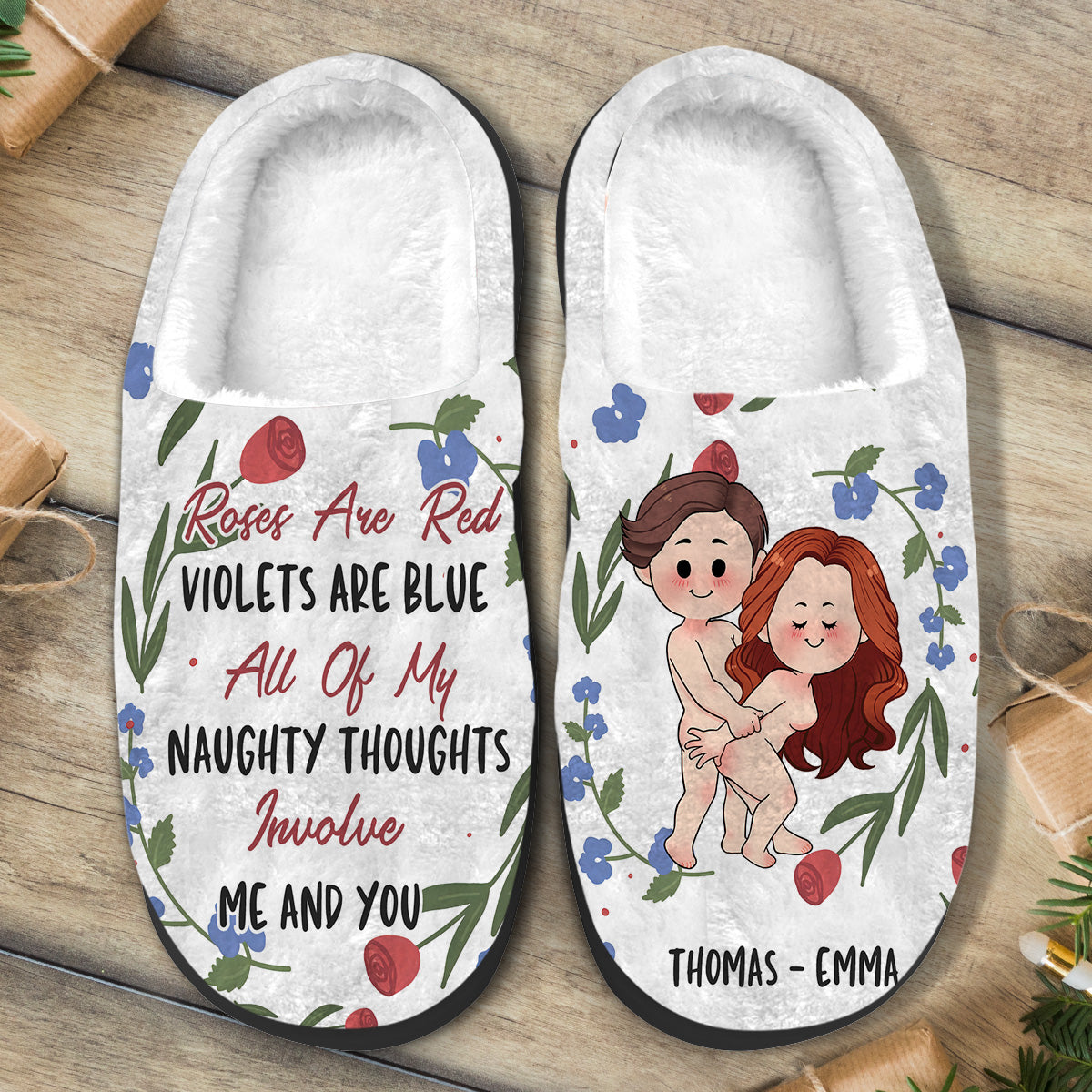 Roses Are Red - Personalized Couple Slippers