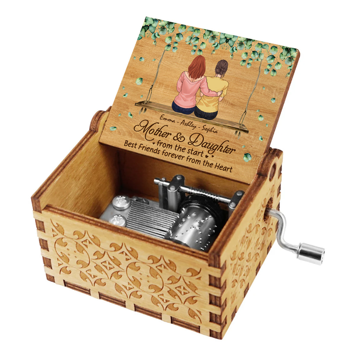 Mother And Daughter - Personalized Mother Hand Crank Music Box