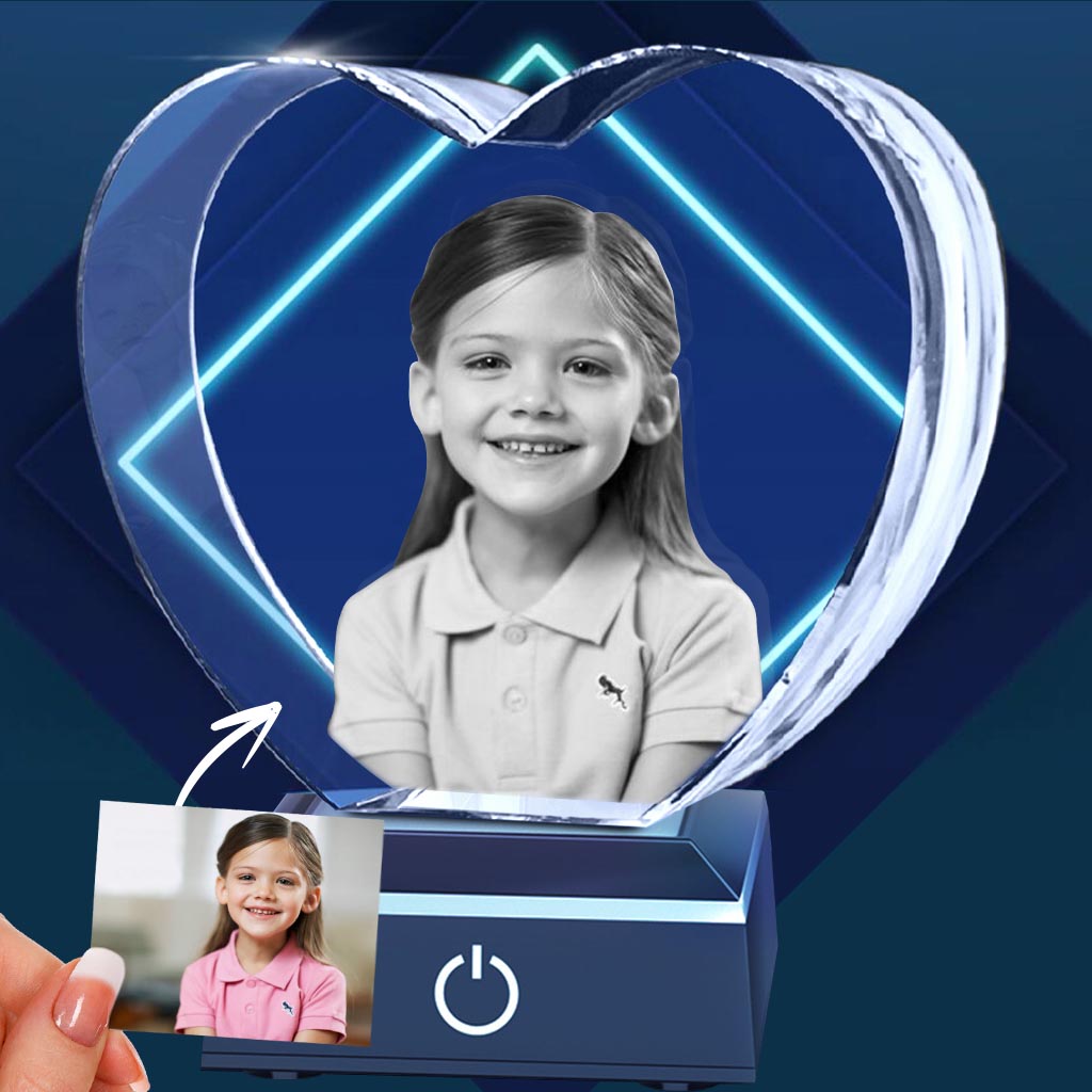 Lampe en cristal 3D en forme de cœur avec gravure laser personnalisée pour votre petite-fille