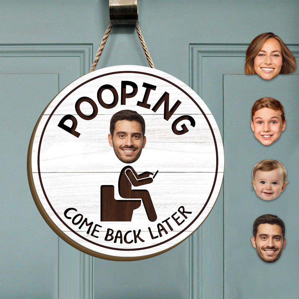 Funny Bathroom Sign - Personalized Couple Interchangeable Wood Sign