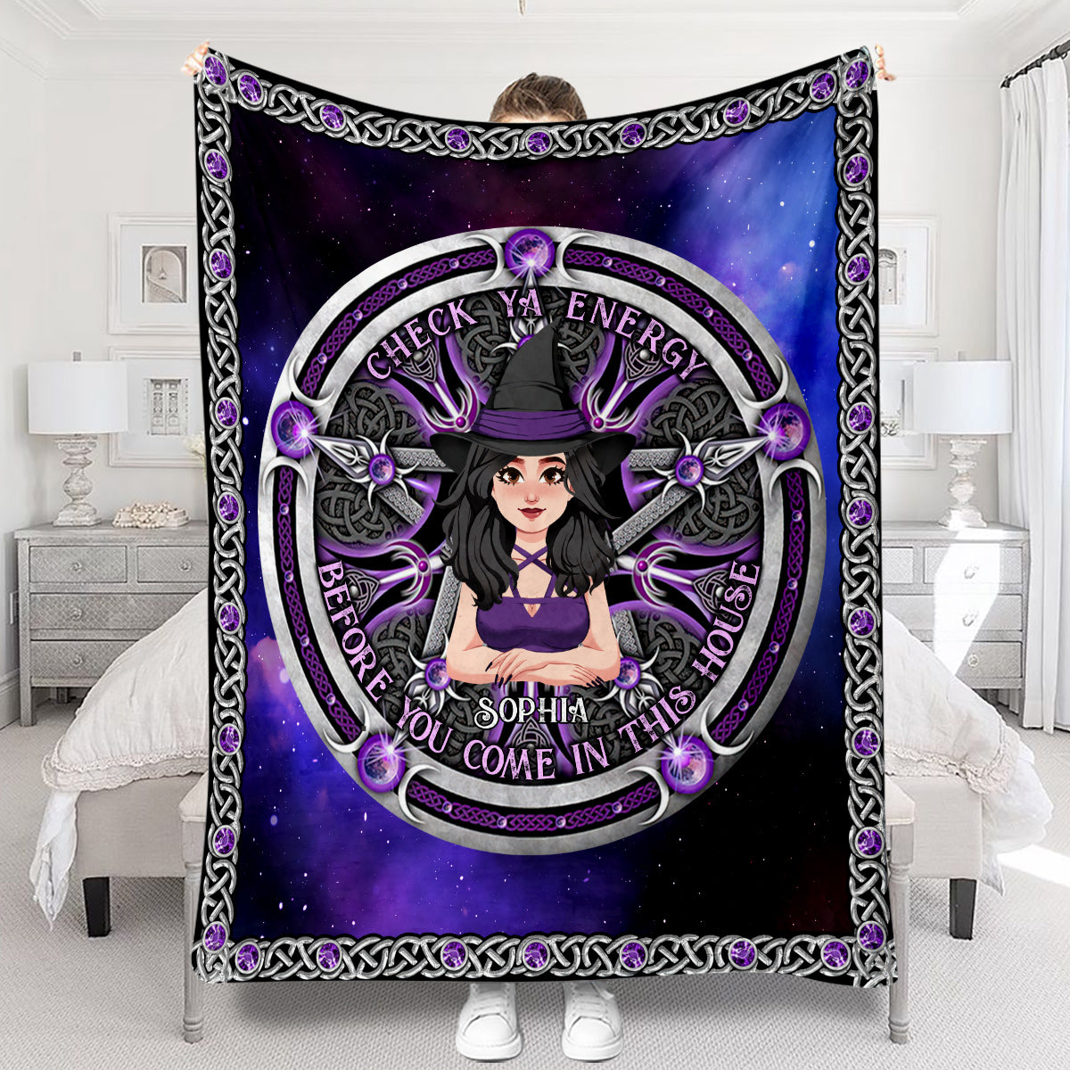 Check Ya Energy - Personalized Witch Blanket