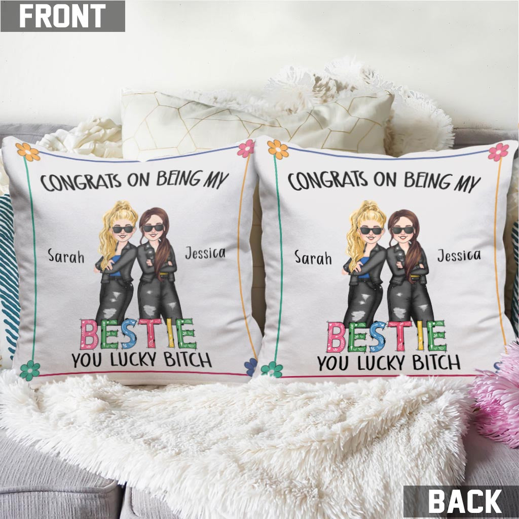 Félicitations pour être ma meilleure amie ! - Coussin personnalisé pour meilleure amie