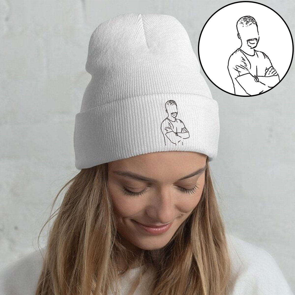 Custom Photo - Personalized grandson Embroidered Beanie