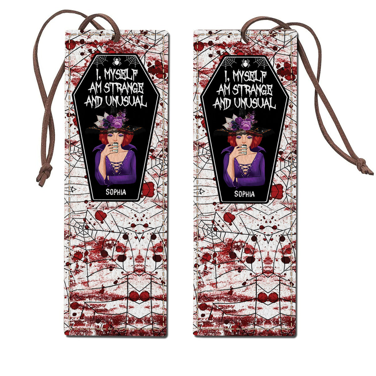 I Myself Am Strange and Unusual - Personalized Witch Leather Bookmark