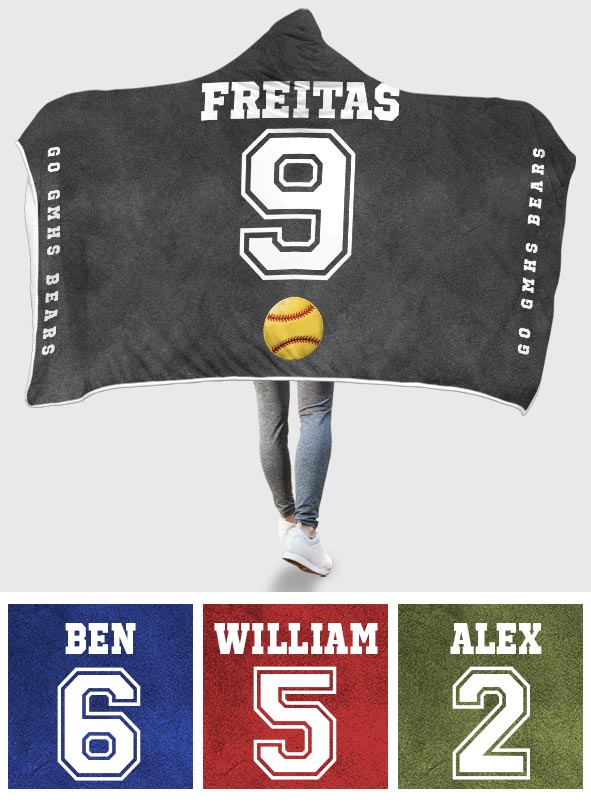 Les amateurs de sport, allez l'équipe ! - Couverture à capuche personnalisée pour le softball
