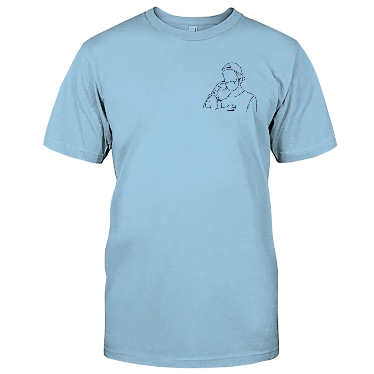 T-shirt brodé personnalisé « Beau-père » avec motif au trait
