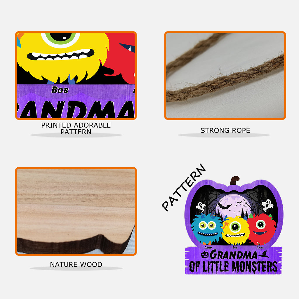 Grandma Of Little Monsters - Personalized Grandma Wood Sign