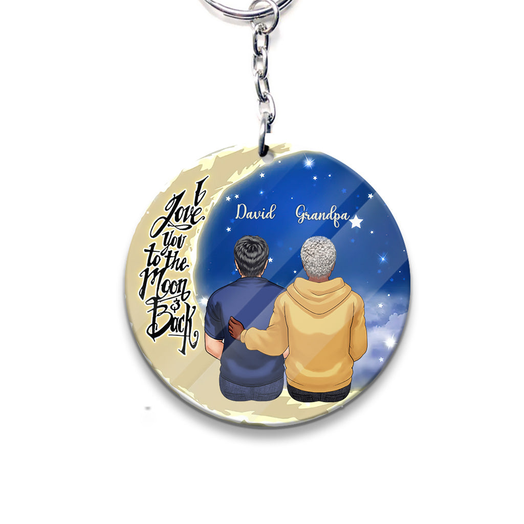 To The Moon And Back - Gift for grandma, mom, dad, grandpa - Personalized Keychain