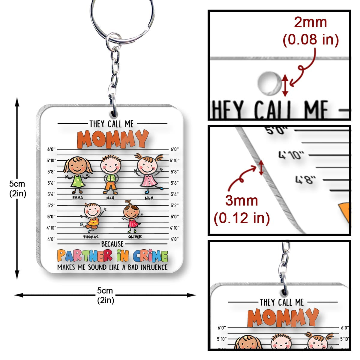 Partner In Crime - Gift for grandpa, grandma, mom, dad, uncle, aunt, brother, sister - Personalized Keychain