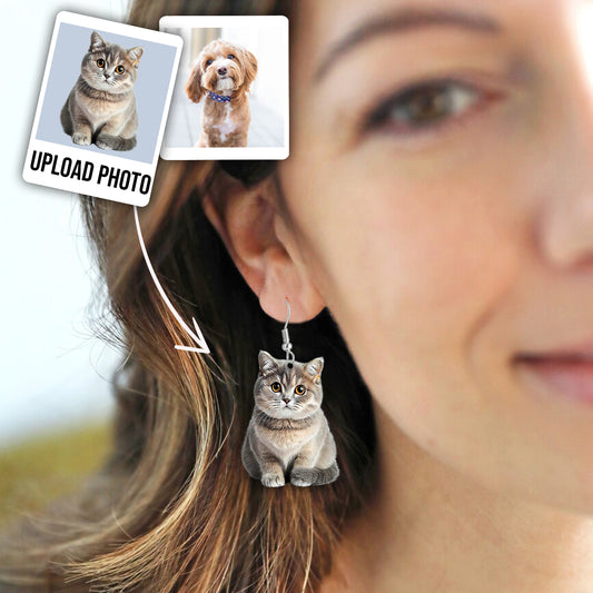 Boucles d'oreilles photo personnalisées - Cadeau pour les amoureux des chats et des chiens - Boucles d'oreilles personnalisées