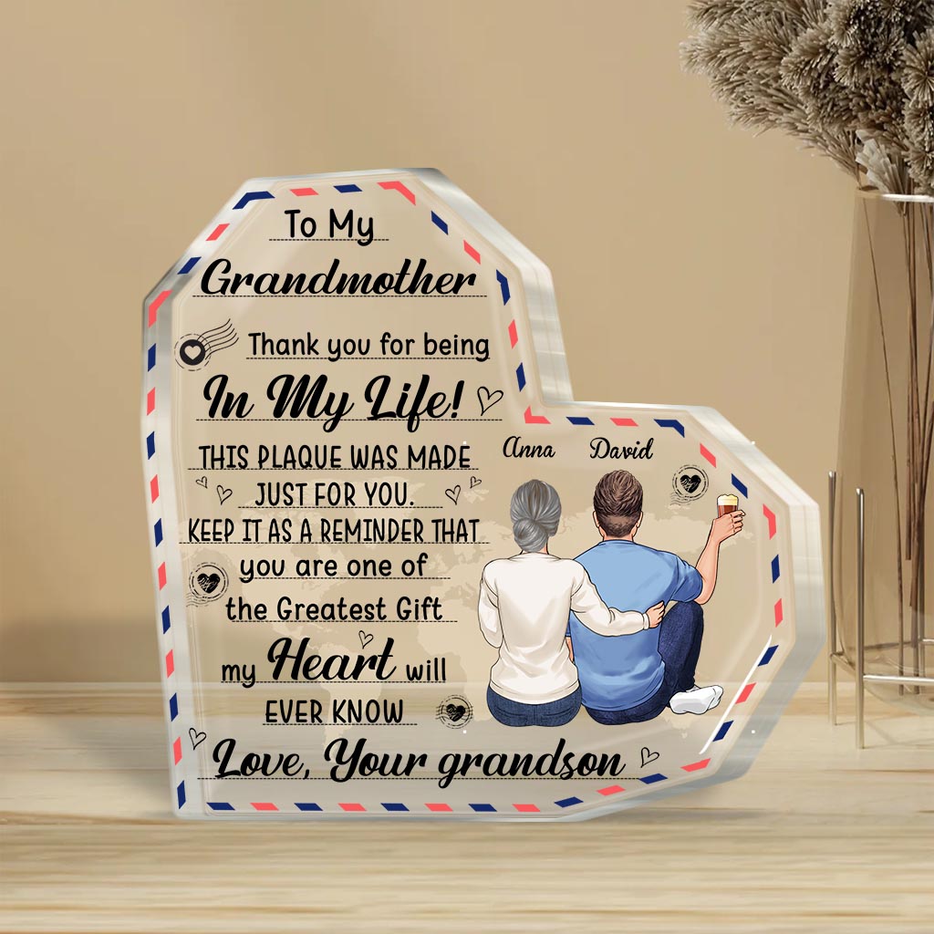 To My Grandmother - Gift for mom, grandma, aunt - Personalized Custom Shaped Acrylic Plaque