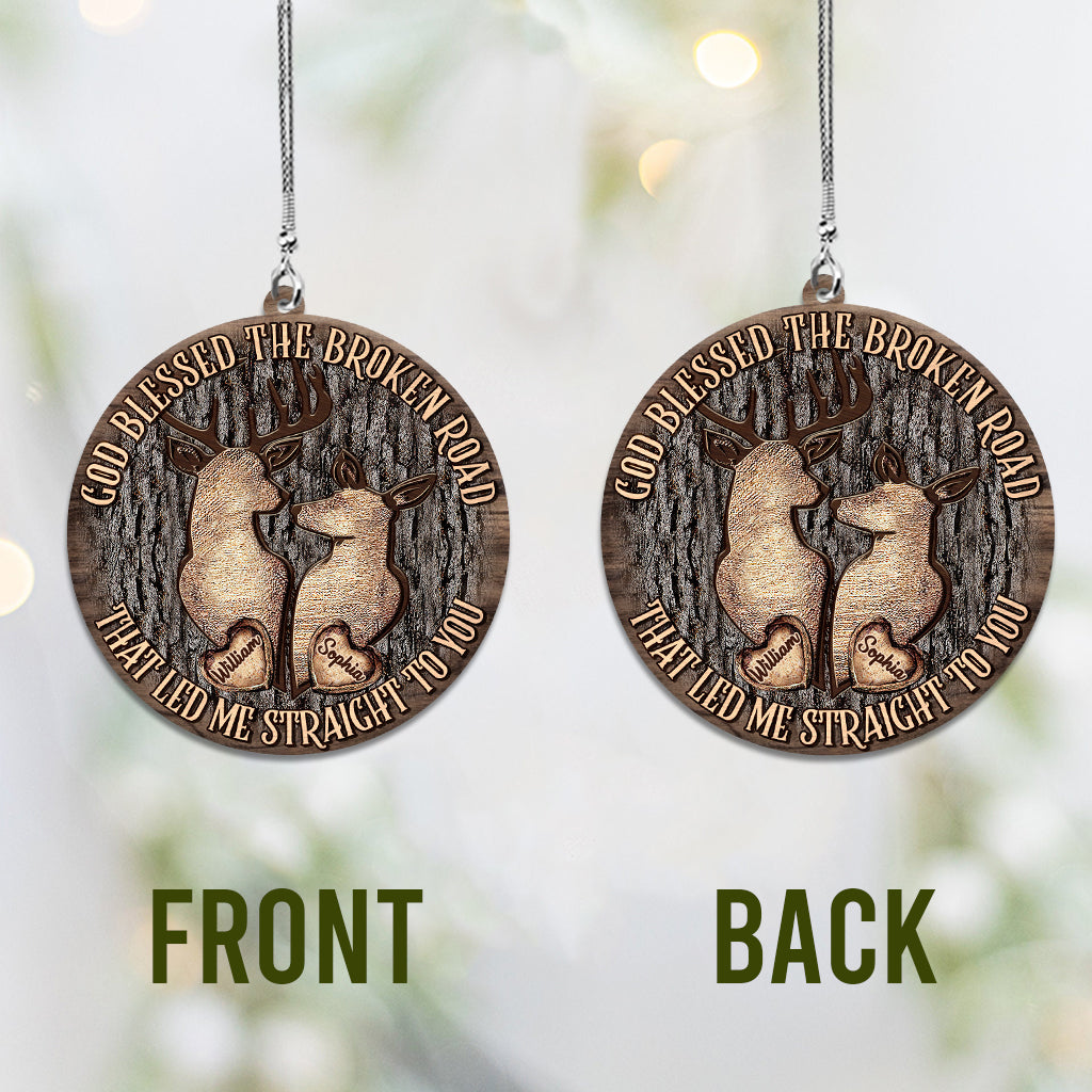 God Blessed The Broken Road - Personalized Couple Car Ornament