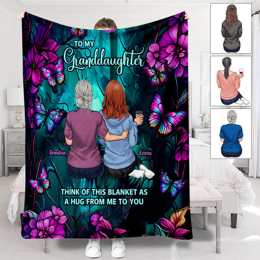 Türkis-lila Schmetterlingsdecke – Geschenk für Tochter, Enkelin – Personalisierte Decke