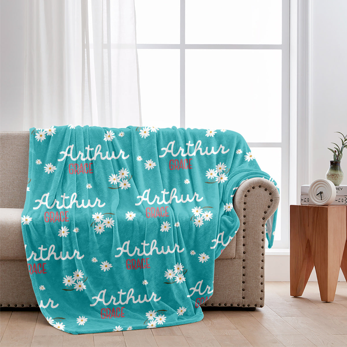 Daisy-Kinderdecke mit individuellem Namen - Personalisierte Kinderdecke