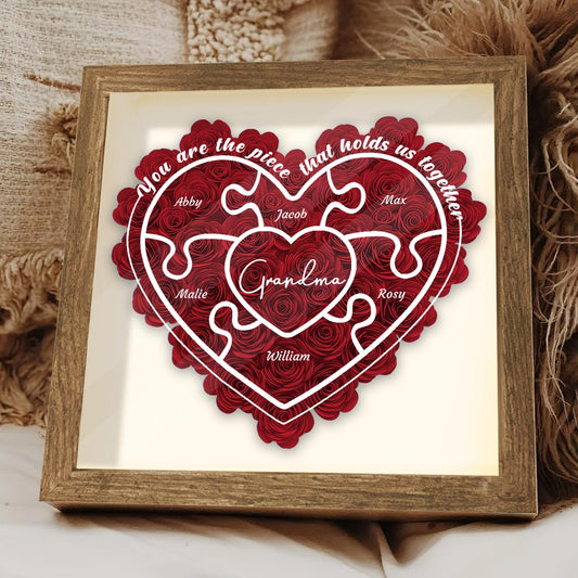 Mom You Are The Piece - Gift for mom, grandma, aunt, aunt, dad - Personalized Flower Shadow Box