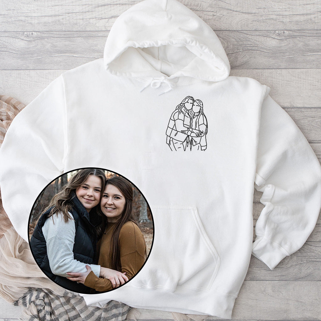 Sweat à capuche brodé personnalisé avec motif au trait - Bestie