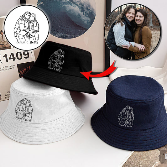 Individuelles Foto – Personalisierter, bestickter Bucket Hat für die beste Freundin