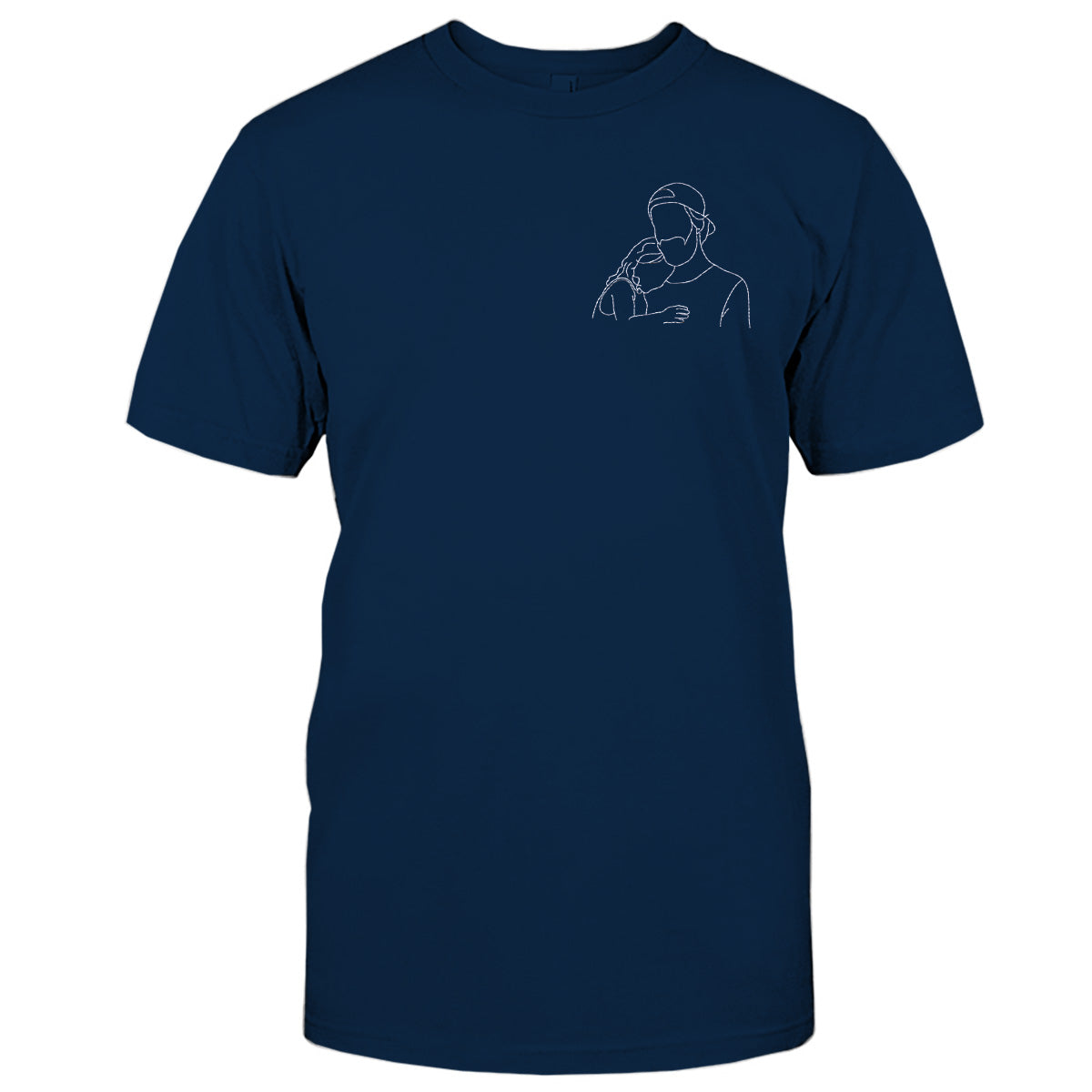 Individuelle Strichzeichnung – Personalisiertes Onkel-T-Shirt mit Stickerei
