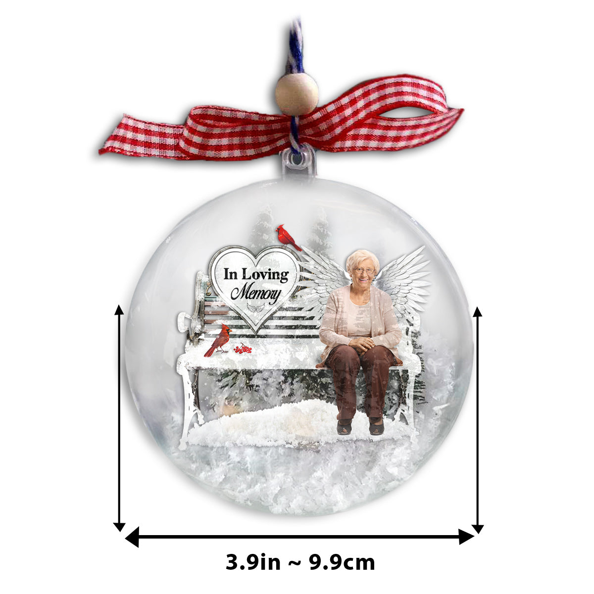 In Loving Memory Memorial Bench - Personalized Memorial Snow Globe Ornament
