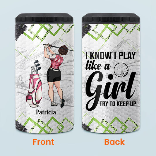 Golf Instruction - Golf gift for her, girlfriend, wife, daughter - Personalized Can Cooler