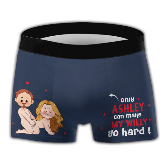 My Willy Go Hard - Personalized Couple Men Boxer Briefs