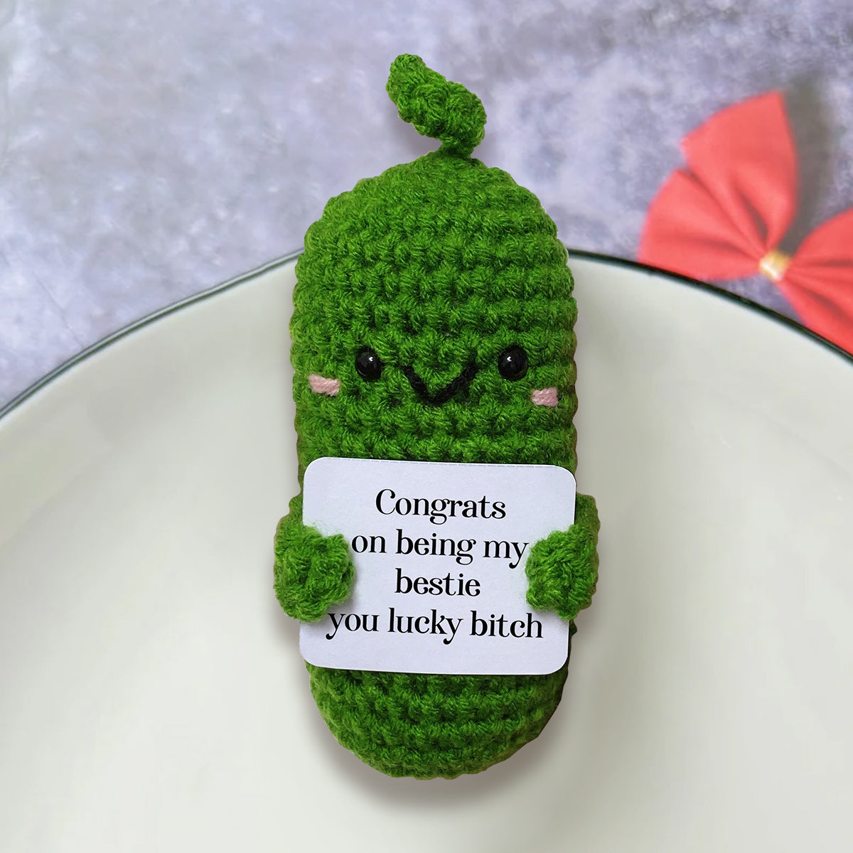 Félicitations pour être ma meilleure amie ! - Cadeau pour une amie - Figurine tricotée à la main personnalisée
